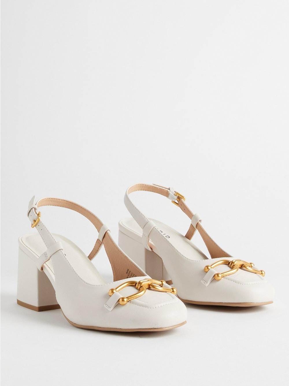 TORRID Slingback Block Heel with Gold Tone Hardware 8.5(WW) Horsebit Cream